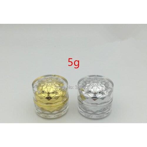 5g Gold/Silver Acrylic cream jar,Lotion Mask Refillable Bottles,Cosmetic Packaging Cosmetic Jar Nail powder F553