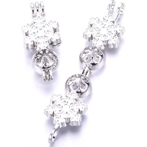 5pcs Fine Snowflake Pearl Cage Locket Pendant Jewelry Making Bead Cage Aroma Essential Oil Diffuser For Oyster Pearl 010