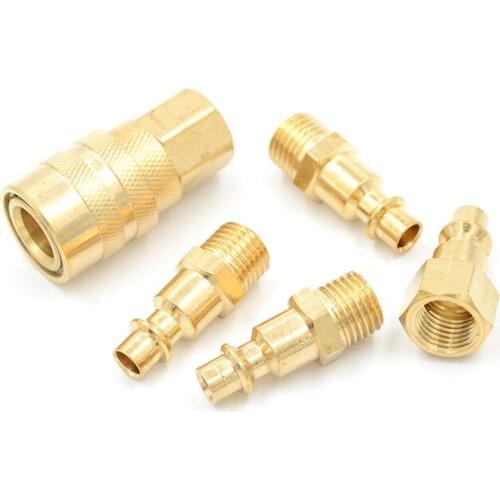 5 pc Solid Brass Quick Coupler Set Air Hose Connector Fittings 1/4 NPT Tools New