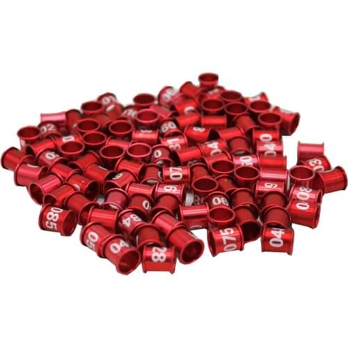 8mm Diameter Bird Pigeon Digital Aluminum Foot Ring Custom 5 Colors NO.001-100 Aluminum Digital Rings 100 Pcs