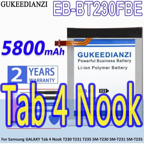 GUKEEDIANZI Battery EB-BT230FBE 5800mAh For Samsung GALAXY Tab 4 Nook 8.0 T230 T231 T235 SM-T230 SM-T231 SM-T235 Tab4