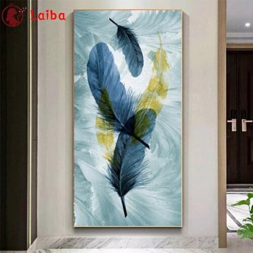 Diamond Embroidery Abstract art, feathers Picture Diamond Painting Full Square round drill Mosaic Cross Stitch Wall Art