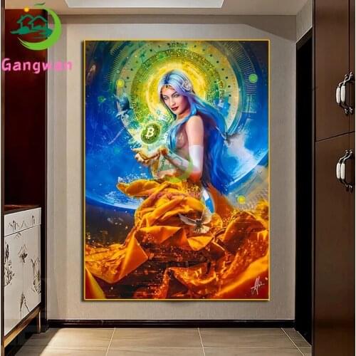 Anime Beauty Sexy Girl 5d diy diamond painting Bitcoin Goddess full square round diamond embroidery rhinestone female stickers