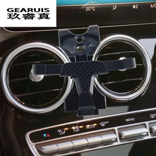 Car Styling Phone Holder For Mercedes Benz C Class W205 GLC X253 Air Conditioning Vent frame cover Sticker Stand Clip Mount Trim