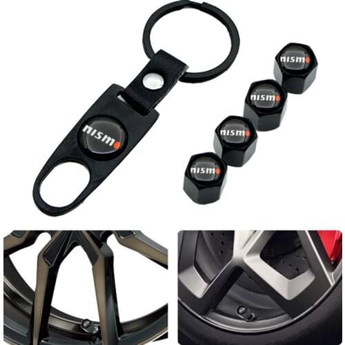 Car badge Emblem Wheel Tire Valve Stems Caps Keychain For NISMO Nissans Tiida Teana Skyline Juke X-trail Almera Qashqai
