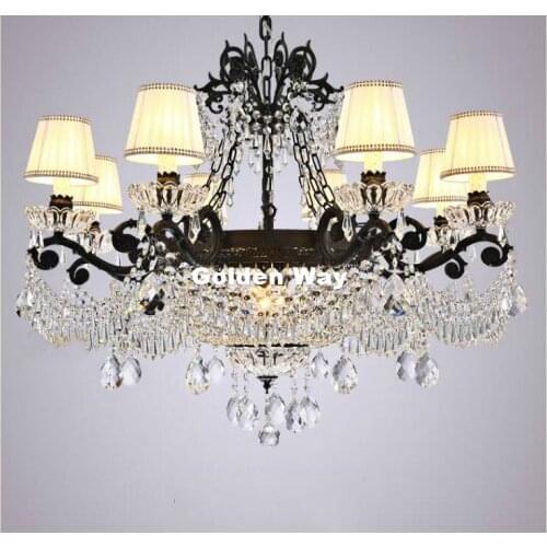 Free Shipping European Black Vintage Crystal Chandelier Loft Pendant Lamp Suspension Luminaire For Dining Room Home Decorations