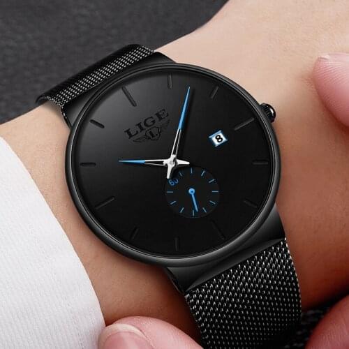 2020LIGE Quartz Watch Women And Men Watch Top Brand Luxury Famous Dress Fashion Watches Unisex Ultra Thin Wristwatch Para Hombre