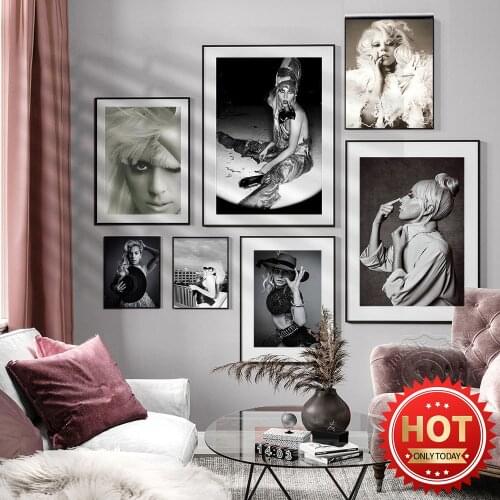 Lady Gaga Black And White Poster, Lady Art Prints, Gaga Prints Poster, Star Poster, Home Decor, Music Singer Wall Stickers