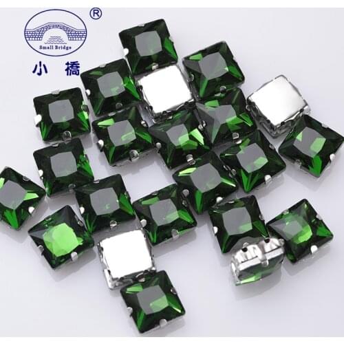 Colorful Square Crystal Sew On Rhinestone Flatback Diy Decorative Rhinestones Loose Glass Rhinestones For Clothing 10PCS S063