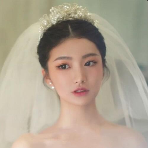 Stunning Pearls Headband Bridal Hair Tiaras Beaded Hairbands Wedding Headwear Hair Accessories diademas para el pelo mujer