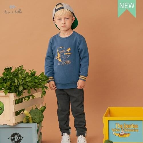 DKH18216 dave bella autumn 5Y-13Y kids boys clothes children fashion cartoon print T-shirt girls high quality fashion tees