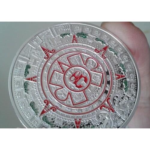 Dragon Mayan Calendar Aztec Metal Coin Plated Commemorative Coin Badge medal for collection Arts Gifts Souvenir