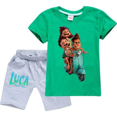 Hot movie Luca Tshirts Boys Pants Summer Short Sleeve Kids Clothes Italy Cartoon Boys T Shirt Shorts Children Sport Clothing Set