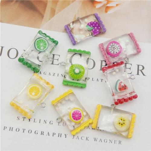 Julie Wang 10PCS Resin Sweet Fruit Candy Charms Random Mixed Artificial Food Jewelry Making Phone Case Decor Accessory