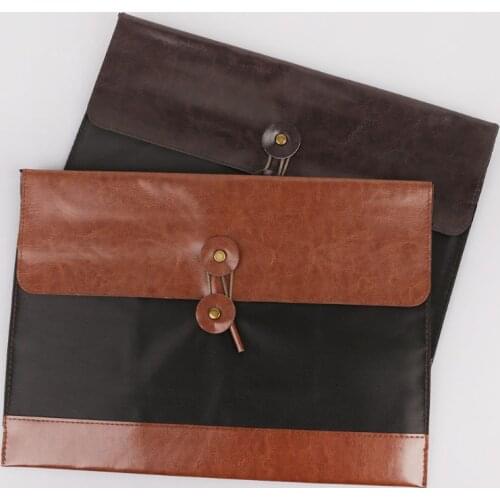 Retro Men Women Leather File Folder Document Organizer Storage Bag Envelope Meeting Travel Conference Holder