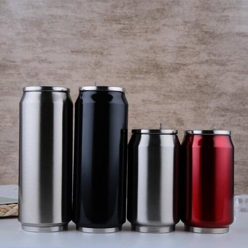 Fashion High Quality Beverage Can Hot Insulation With Straw Thermos Garrafa Termica Stainless Steel Water Bottle 300/500ml