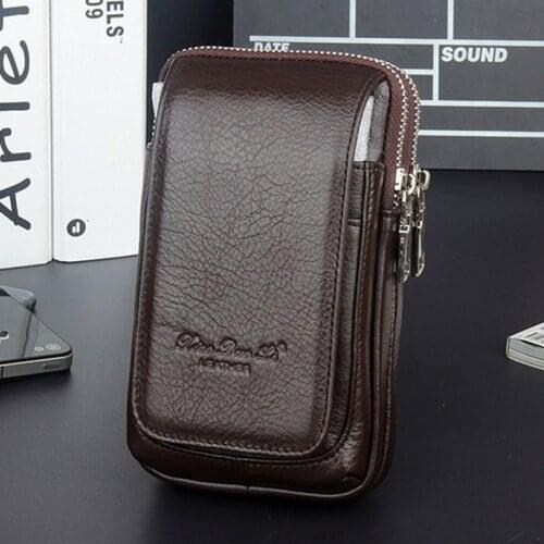 Men Leather Fanny Waist Bag Cell/Mobile Phone Coin Purse Pocket Belt Bum Pouch Pack Vintage Hip Bag High Quality