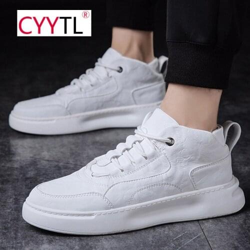 CYYTL 2021 Winter New High Top Men Skateboarding Shoes Outdoor Walking Sneakers Casual Running Leather Students Boys Tennis