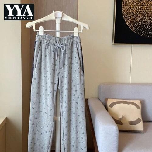 New Womens 2021 Spring Korean Style Loose Adjustable Waist Pockets Elegant Mixed Colors Elastic Waist Fashion Casual Pants
