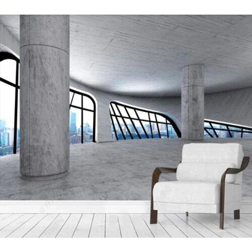 Custom papel parede Cement wall windows overlooking 3d model for living room bedroom sofa background wall decoration wallpaper