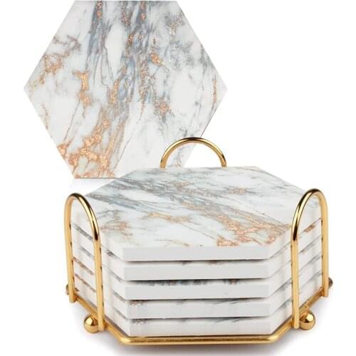 Coasters For Drinks Absorbent,Drink Coasters For Wooden Table With Metal Holder,Rustic Home Decor For Living Room Bar