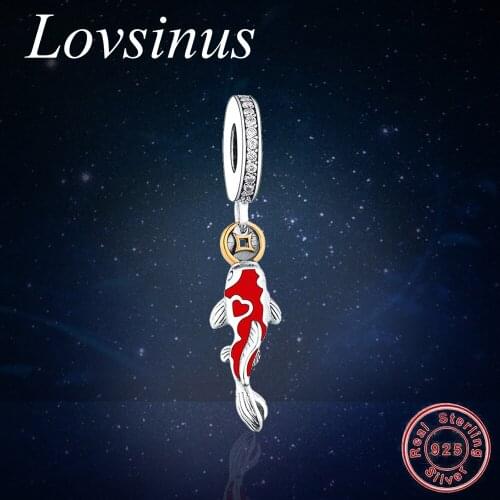 Fits Original European Charms Bracelet DIY Jewelry 2019 925 Sterling Silver Good Fortune Carp Charm Beads Dangle Making Necklace