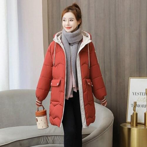 Down Padded Jacket women 2021 winter new style Korean loose mid-length large size thick padded jacket
