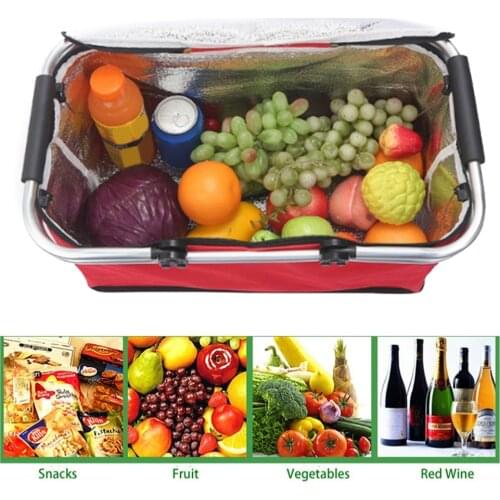 Camping Folding Insulation Picnic Basket Waterproof Portable Food Container Beach Bag For Storage Fruit Snack Drinks