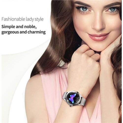 38mm dial Women Smart Watch Multi faces IP68 Waterproof Heart Rate Monitoring band For Android IOS Lovely Smartwatch Women