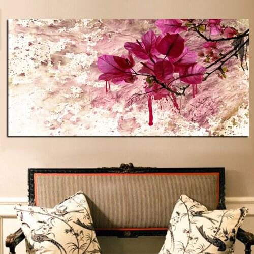 Modern Abstract Red Flower Posters and Prints Landscape Oil Painting on Canvas Cuadros Pictures on the Wall Art for Living Room