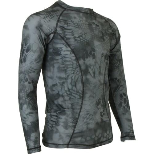 Dark Python Skin Camouflage Camo Long Sleeve T Shirt Tight Crew-Neck T-Shirt