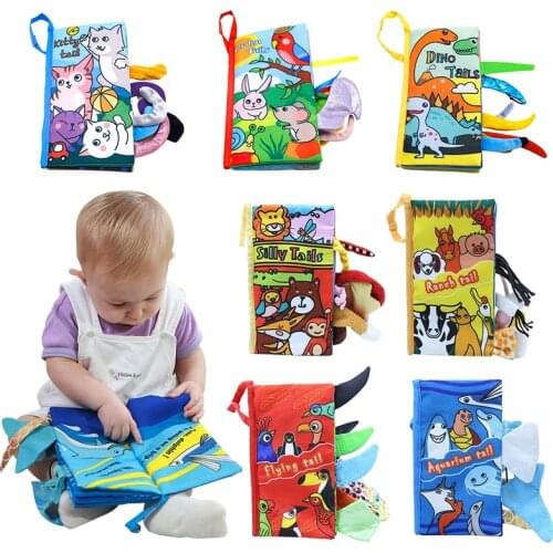 Early Educational Cloth Book Animal Tail Learning Cognition Rattle Books Montessori Baby Toys Enlightenment Interactive Toy
