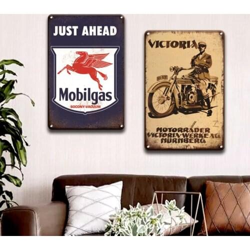Vintage Motorcycles Poster Metal Sign Retro Martini Texaco Tin Plate Signs Plaque Metal Vintage Garage Pub Man Cave Home Decor