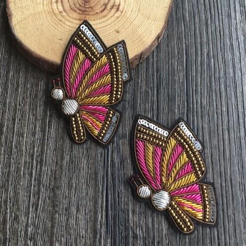 High quality Indian silk butterfly brooch new style special offer free shipping hand-embroidered wire cloth stickers