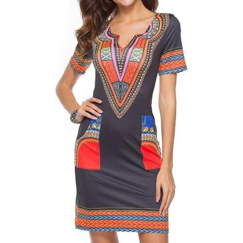S-XXXL Womens Bohemian African Dashiki Skirts Traditional Tribal Festival Midi Dresses