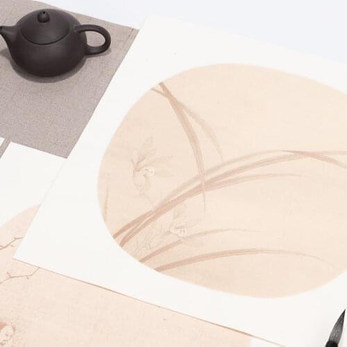 10 Sheets 34cm*34cm Chinese Calligraphy Paper Retro Batik Papel Arroz Half Ripe Xuan Papers Creative Work Painting Rijstpapier