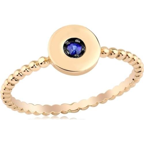14k Gold Natural Sapphire Round Pebble Ring PY1591