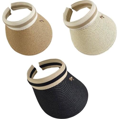 2020 Summer New Womens Sun Hats Handmade DIY Straw Bowknot Visor Caps Casual Shade Hat Empty Top Fashion Beach Hat