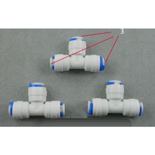 3PCS Type T 3/8 inch OD Tube * 3/8 inch OD Tube*3/8 inch OD Tube Quick Connect Aquarium RO Water Male BSP And Tube Connection