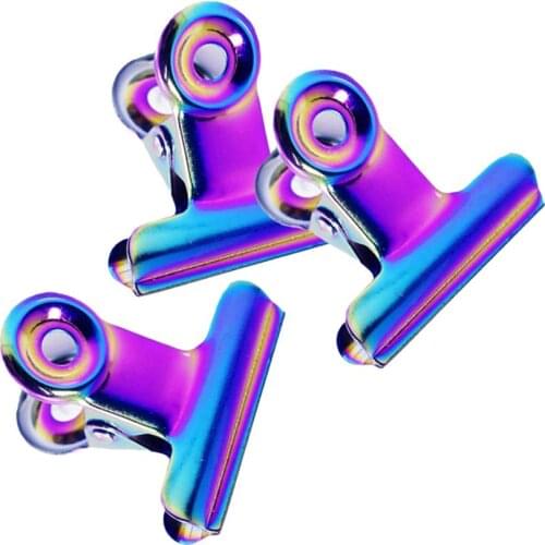 6pcs Solid Rose Gold Colorful Curve Clips 31mm Multi Function Stainless Steel Receipt Paper Book Clip Acrylic Tips Cable Winder