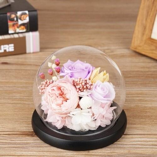 8sets/pack Diameter=10cm Small Size Round Glass Dome Vase Home Decoration Black Base Transparent Cover Wedding Friend Gift