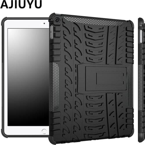 AJIUYU Case For iPad Air 2 9.7 inch Case Air2 Armor Shockproof Heavy Duty Silicon+PC Stand Smart Cover Protective shell TPU Case