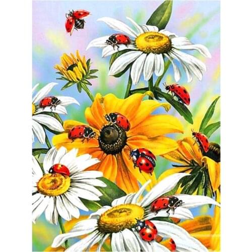 Ladybug diamond painting daisy flower rhinestone embroidery bird mosaic sticker decor diamond dot tapestry posters wall paper