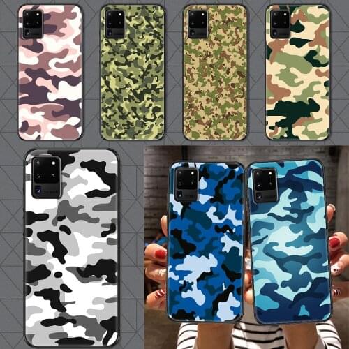 Camouflage Pattern Camo military Phone case For Samsung Galaxy Note 4 8 9 10 20 S8 S9 S10 S10E S20 Plus UITRA Ultra black trend