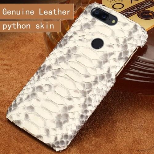 For OnePlus 5T Phone Case Python Leather Half-Pack Genuine Leather Brand 390-Degree Full Phone Case For OnePlus 5