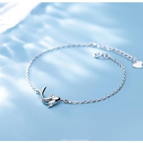 Colusiwei 100% 925 Sterling Silver Cute Dolphin Link Chain Bracelets & Bangles for Women Authentic Silver Fine Jewelry Gift