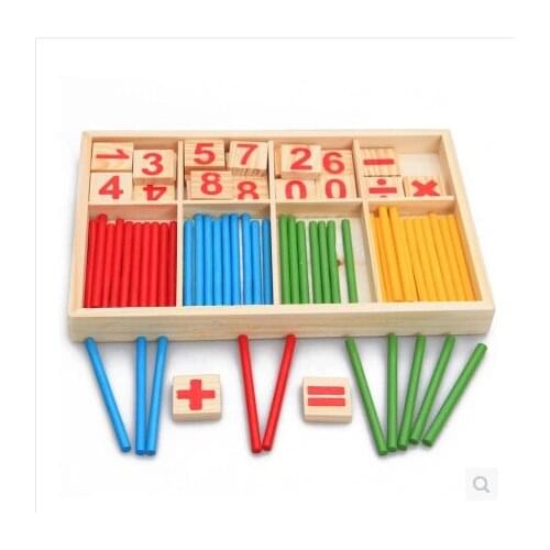 Baby Toys Wooden Intelligence Stick Education Wooden Toys Building Blocks Montessori Mathematical Gift Wholesale