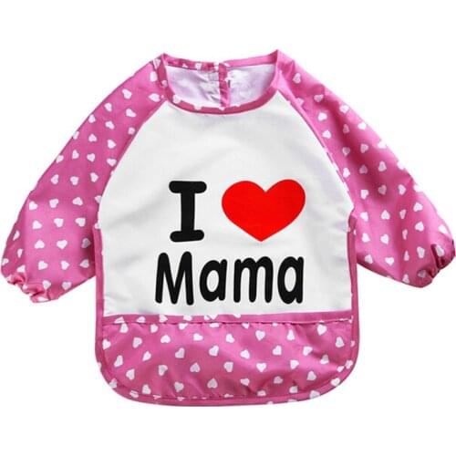 Children Baby Todders Waterproof Long Sleeve Art Smock Bibs Apron Letter Printed Feeding bebes baberos bavoir clothing