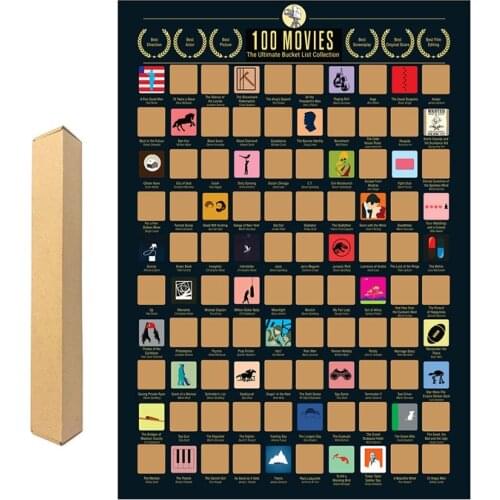 100 Movies Scratch Off Poster Top Films of All Time List Home Decor Ornament Couple Gift Unframed
