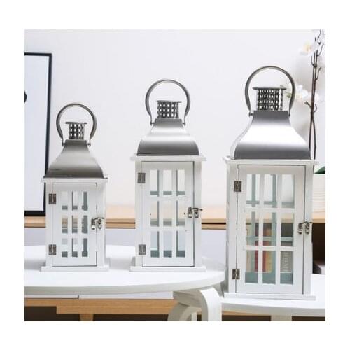 Ins Nordic simple landing wind light lanterns outdoor wooden stainless steel glass romantic candle holder ornaments
